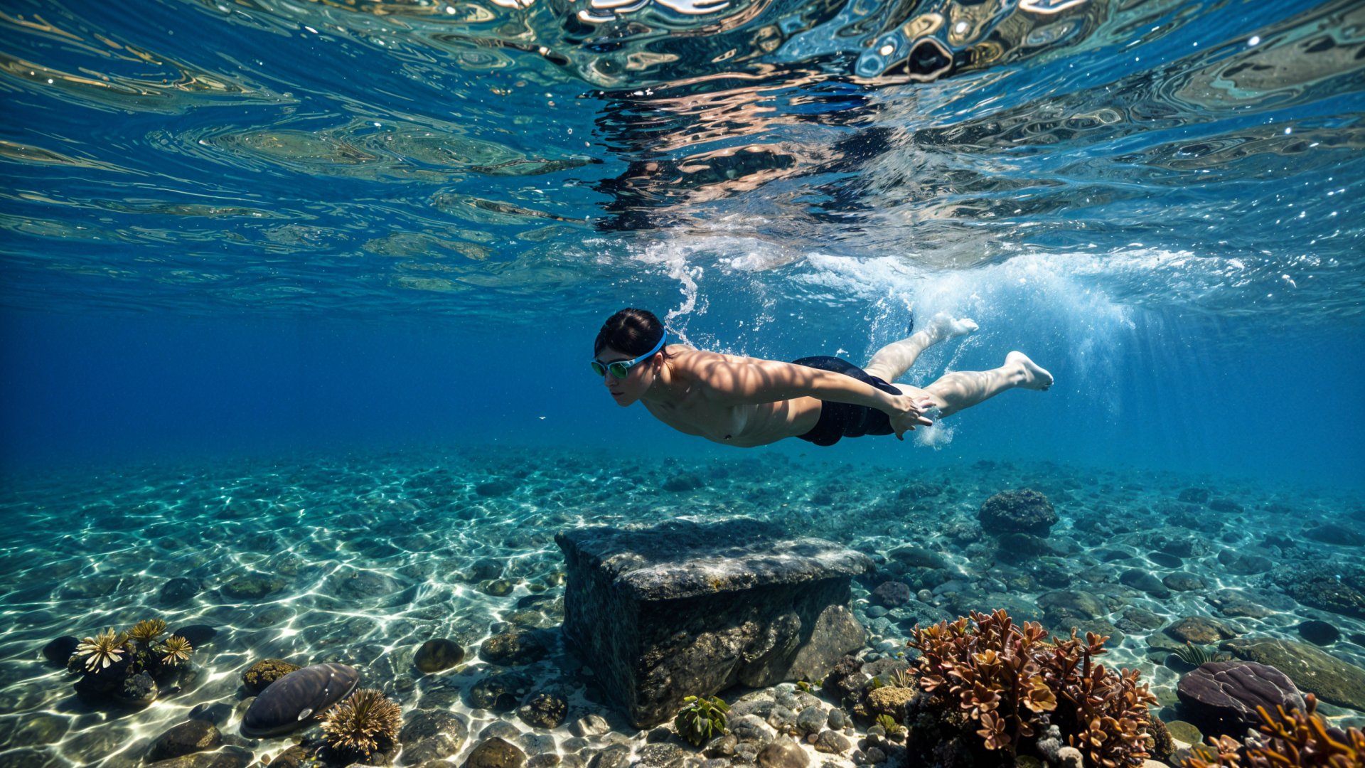 swimming block start with water background to be dynamic and...