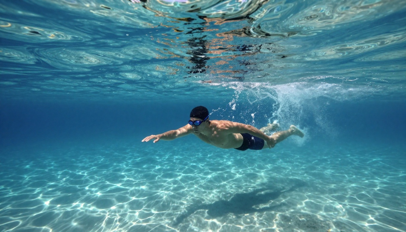 swimming block for start with water background to be dynamic...