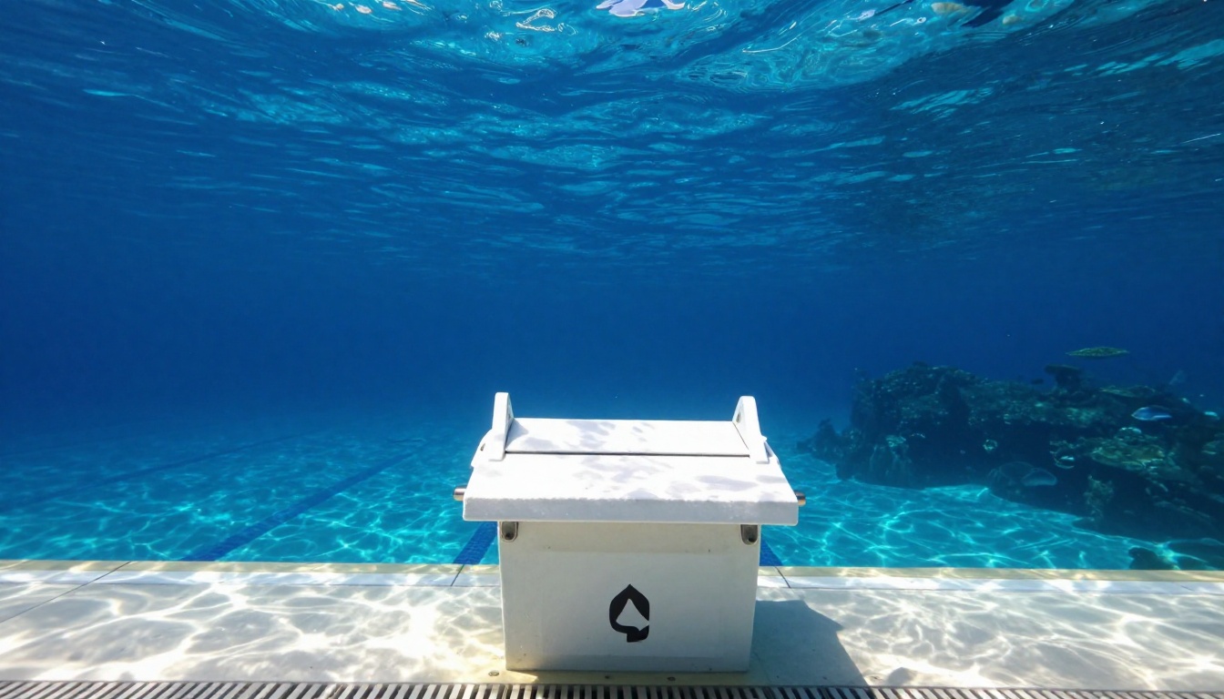 swimming starting block on the front around pool, water back...