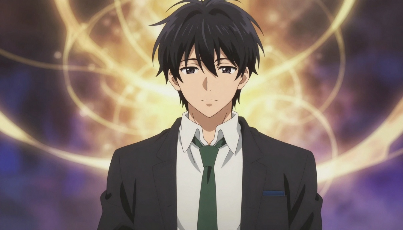 Peak male Anime with magical background