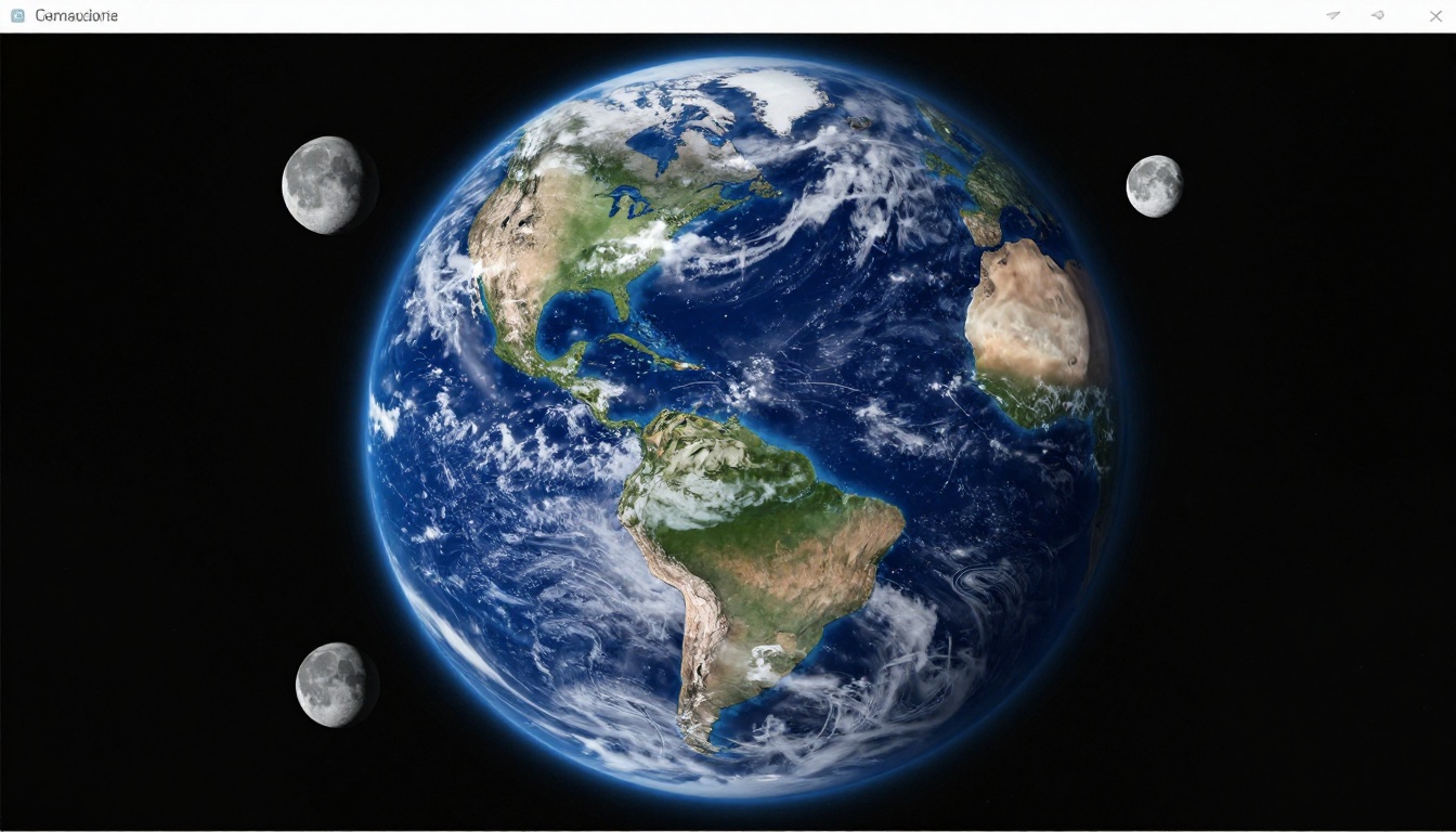 Create a picture in which our earth has 4 moons
