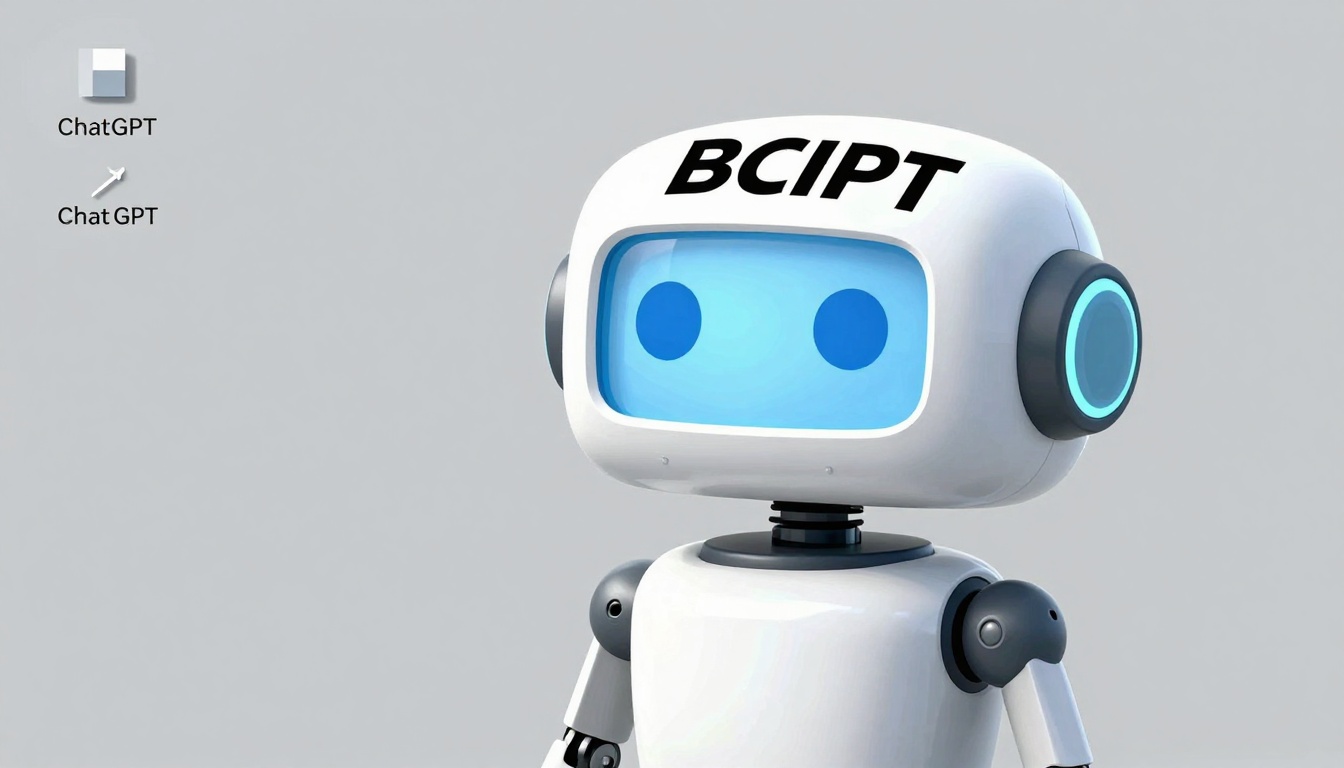 Create a picture where a robot has a face and chatgpt writte...